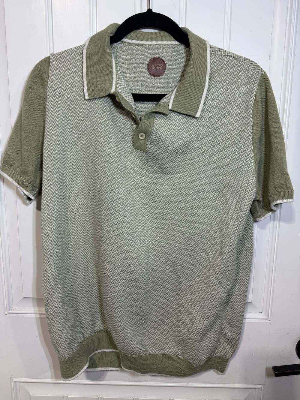 Common People Collins Sage Green Short Sleeve Knit Sweater Polo